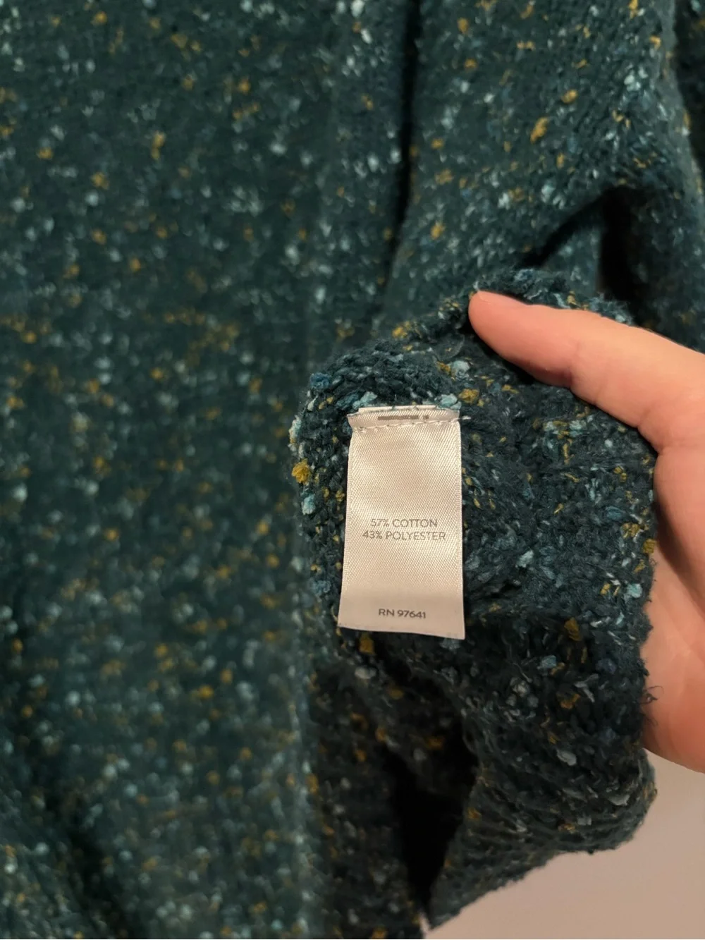 J.Jill Cotton Blend Confetti Tweed Turtleneck Sweater teal green size XL